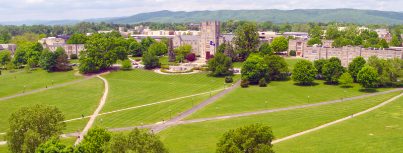 Arial view of Virginia Tech campus